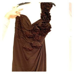 Chocolate Jovani One Shoulder Cocktail Dress